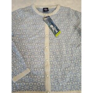 Icewear Iceland Women's Blue White Button Up Angora Wool Cardigan Small New Tags